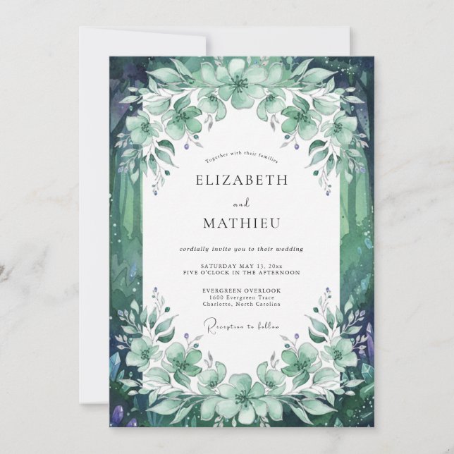 Convite Casamento de Eucalipto Esmeralda (Frente)
