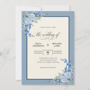 Convite Casamento de Eucalipto Flor de Aço Periwinkle