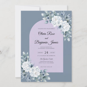 Convite Casamento de Eucalipto Flor de Lilás Prata