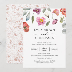 Convite Casamento de Eucalipto Floral Elegante