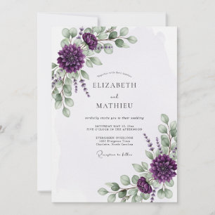 Convite Casamento de Eucalipto Florescendo Roxo