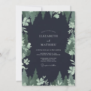 Convite Casamento de Eucalipto Floresta de Pinheiro Carvão