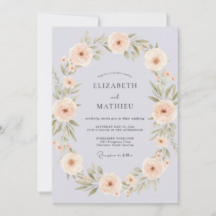 Convite Casamento de Eucalipto Folhagem Alperce Periwinkle