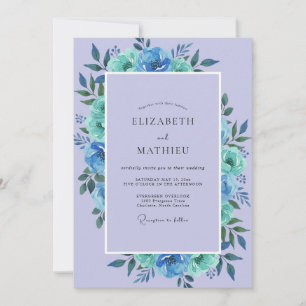 Convite Casamento de Eucalipto Folhagem Aqua Periwinkle