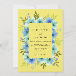 Convite Casamento de Eucalipto Folhagem Azul Limão
