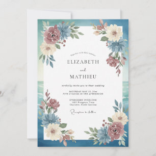 Convite Casamento de Eucalipto Folhagem Burgundy Aço