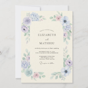 Convite Casamento de Eucalipto Folhagem Centáurea Cornflor