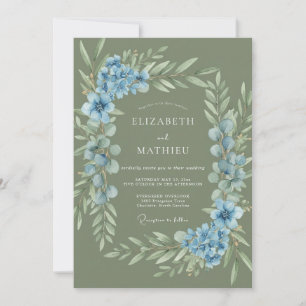 Convite Casamento de Eucalipto Folhagem Centáurea Salvia