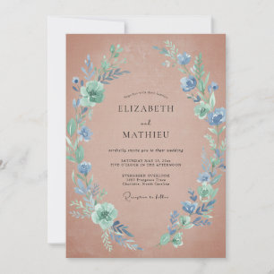 Convite Casamento de Eucalipto Folhagem Centáurea Terracot
