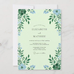Convite Casamento de Eucalipto Folhagem Céu Mint