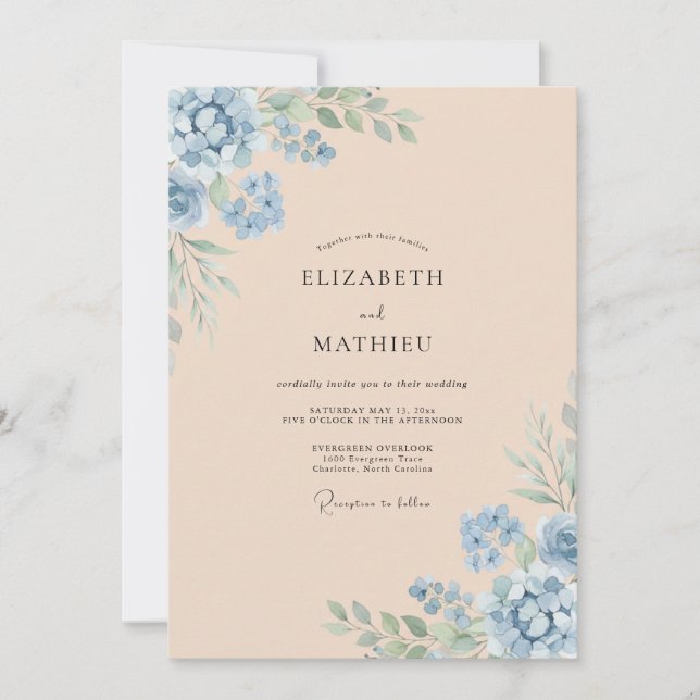 Convite Casamento de Eucalipto Folhagem Champanhe Centáure (Frente)
