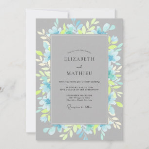 Convite Casamento de Eucalipto Folhagem Chartreuse Ardósia