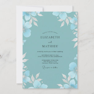 Convite Casamento de Eucalipto Folhagem Ciano