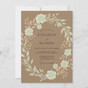 Convite Casamento de Eucalipto Folhagem Creme Bege