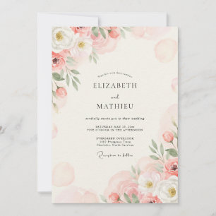 Convite Casamento de Eucalipto Folhagem Creme Coral