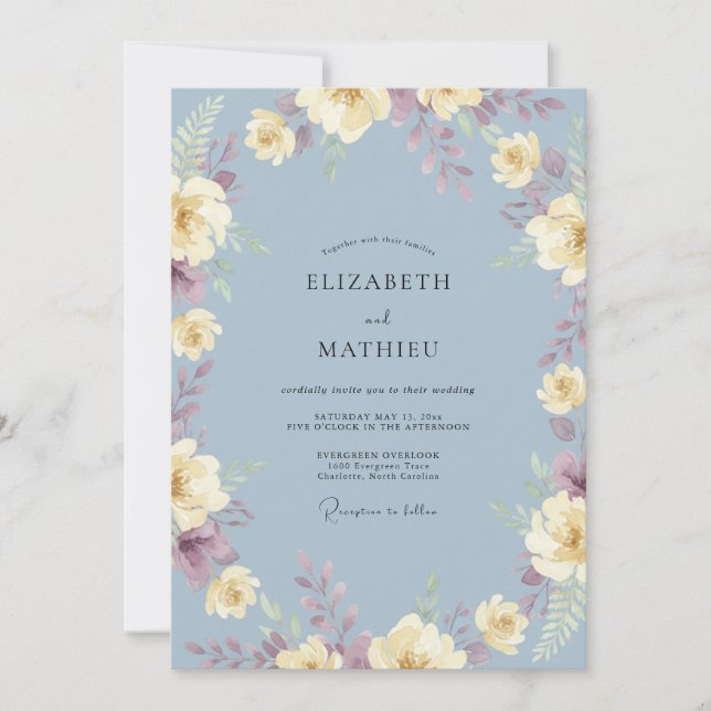 Convite Casamento de Eucalipto Folhagem Creme Marfim Ardós (Frente)