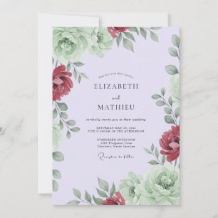 Convite Casamento de Eucalipto Folhagem de Crimson Sage
