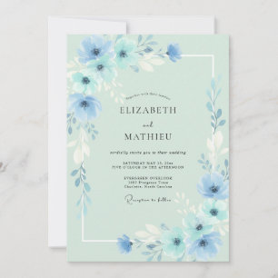 Convite Casamento de Eucalipto Folhagem do Céu Espuma do M