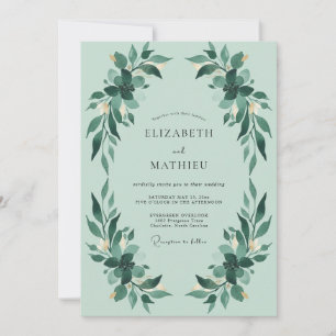 Convite Casamento de Eucalipto Folhagem Espuma de Menta
