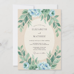Convite Casamento de Eucalipto Folhagem Espuma do Mar Cent