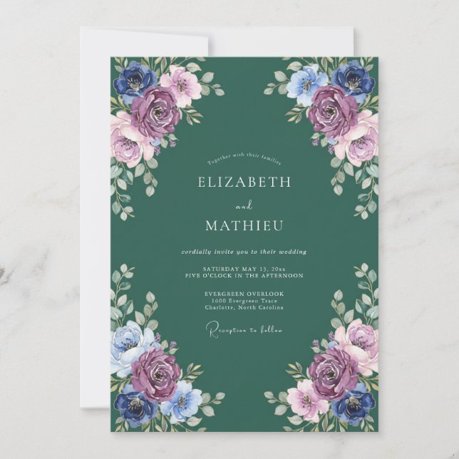 Convite Casamento de Eucalipto Folhagem Floresta de Ámbar (Frente)