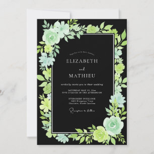 Convite Casamento de Eucalipto Folhagem Menta Preta