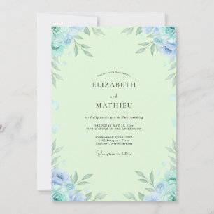 Convite Casamento de Eucalipto Folhagem Periwinkle Hortelã