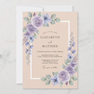 Convite Casamento de Eucalipto Folhagem Periwinkle Lavanda