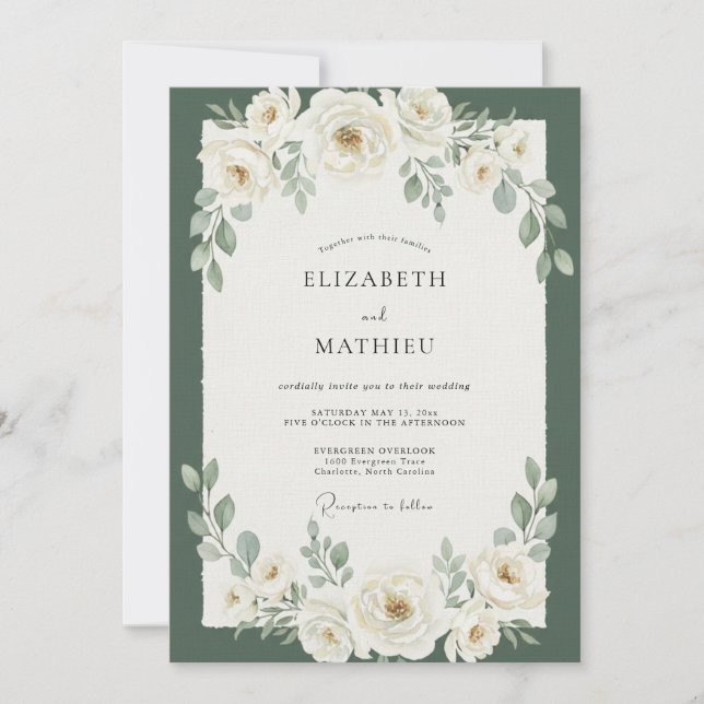Convite Casamento de Eucalipto Folhagem Persistente (Frente)