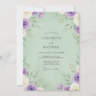 Convite Casamento de Eucalipto Folhagem Pistache Âmbar