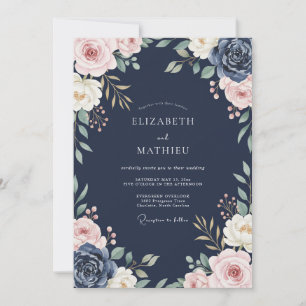 Convite Casamento de Eucalipto Folhagem Roxo Meia-Noite