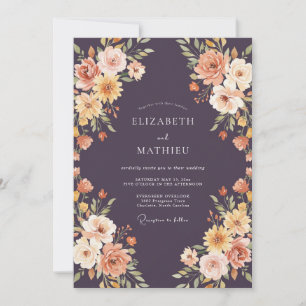 Convite Casamento de Eucalipto Folhagem Terracota Ameixa