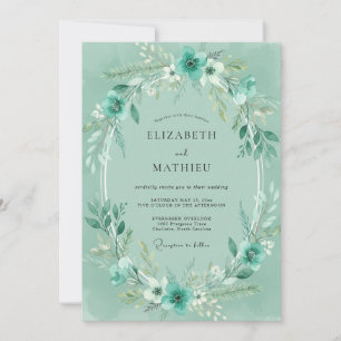 Convite Casamento de Eucalipto Folhagem Verde Menta Espuma