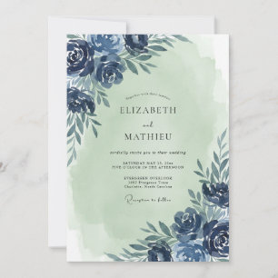 Convite Casamento de Eucalipto Folhagem Verde Menta Marinh
