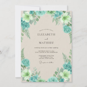 Convite Casamento de Eucalipto Folhagem Verde-Mint