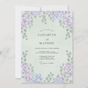Convite Casamento de Eucalipto Folhagem Violeta Menta