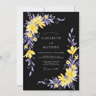 Convite Casamento de Eucalipto Folhagem Violeta Preta