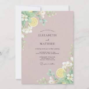 Convite Casamento de Eucalipto Limão Roxo Suave