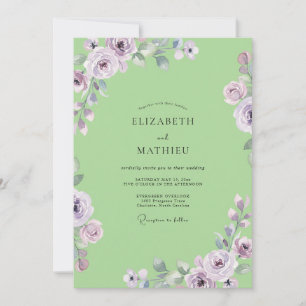 Convite Casamento de Eucalipto Ranunculus Pistache Lilás