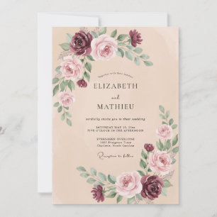 Convite Casamento de Eucalipto Ranunculus Roxo Macio