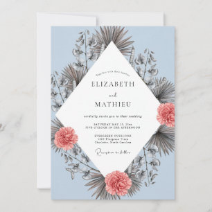 Convite Casamento de Eucalipto Seco Palma Azul Azure