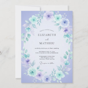 Convite Casamento de Eucalipto Suave com Folhagem Azul-Per