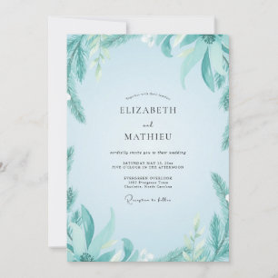 Convite Casamento de Eucalipto Suave Folhagem Aqua Mint