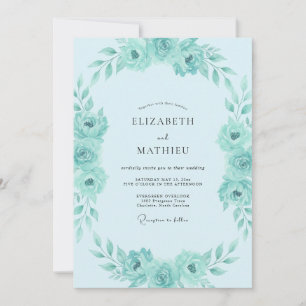 Convite Casamento de Eucalipto Suave Folhagem Aqua Mint