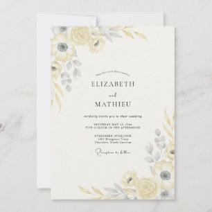 Convite Casamento de Eucalipto Suave Folhagem Dourada Cham