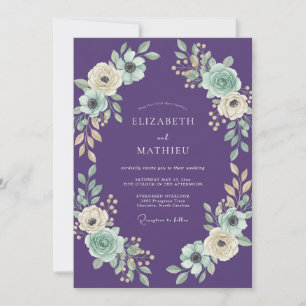 Convite Casamento de Eucalipto Suave Folhagem Violeta Ment