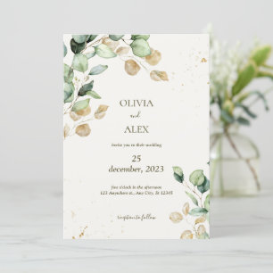 Convite casamento de eucalipto verde