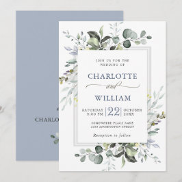 Convite Casamento de Eucalipto Verde com Aquarela Elegante