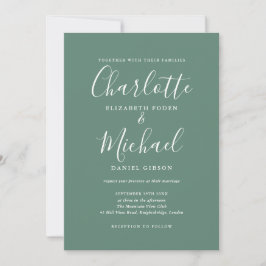 Convite Casamento de Eucalipto Verde Elegante Assinatura S