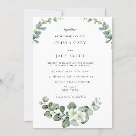 Convite Casamento de Eucalyptus aquarela Rustic Greenery